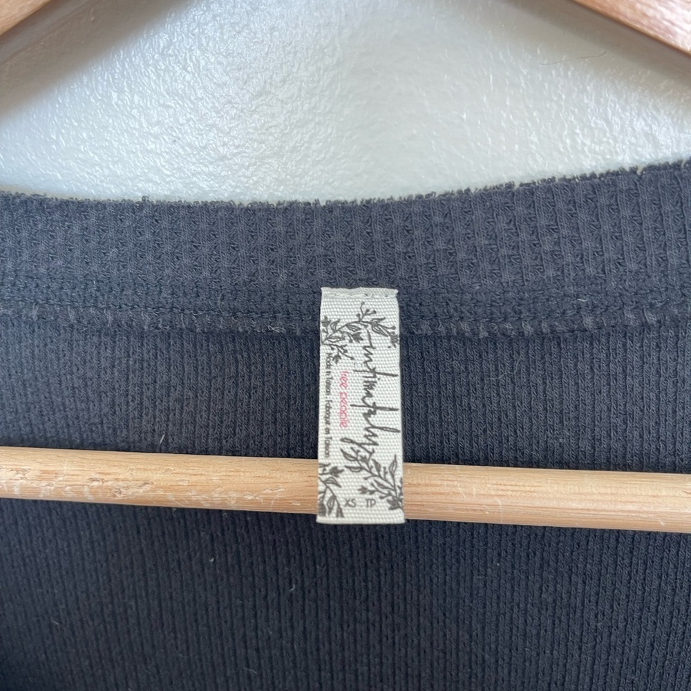 Free People Intimately Black Long Sleeve Button Thermal Sloane Bodysuit - Picture 6 of 12